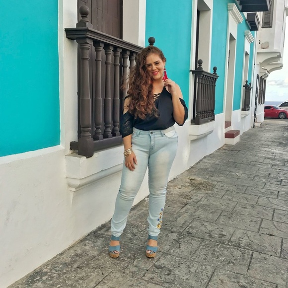 Floral Embroidered Jeans | Plus Size - Picture 1 of 2